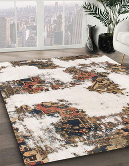 Machine Washable Abstract Brown Rug in a Family Room, wshabs1169