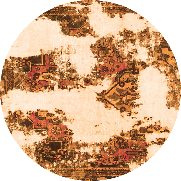 Round Abstract Orange Modern Rug, abs1169org