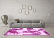 Machine Washable Abstract Pink Modern Rug in a Living Room, wshabs1169pnk