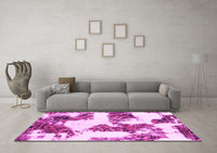 Machine Washable Abstract Pink Modern Rug, wshabs1169pnk