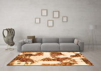 Machine Washable Abstract Orange Modern Rug, wshabs1169org