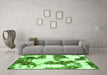 Machine Washable Abstract Green Modern Area Rugs in a Living Room,, wshabs1169grn