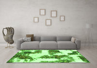 Machine Washable Abstract Green Modern Rug, wshabs1169grn