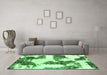 Machine Washable Abstract Emerald Green Modern Area Rugs in a Living Room,, wshabs1169emgrn