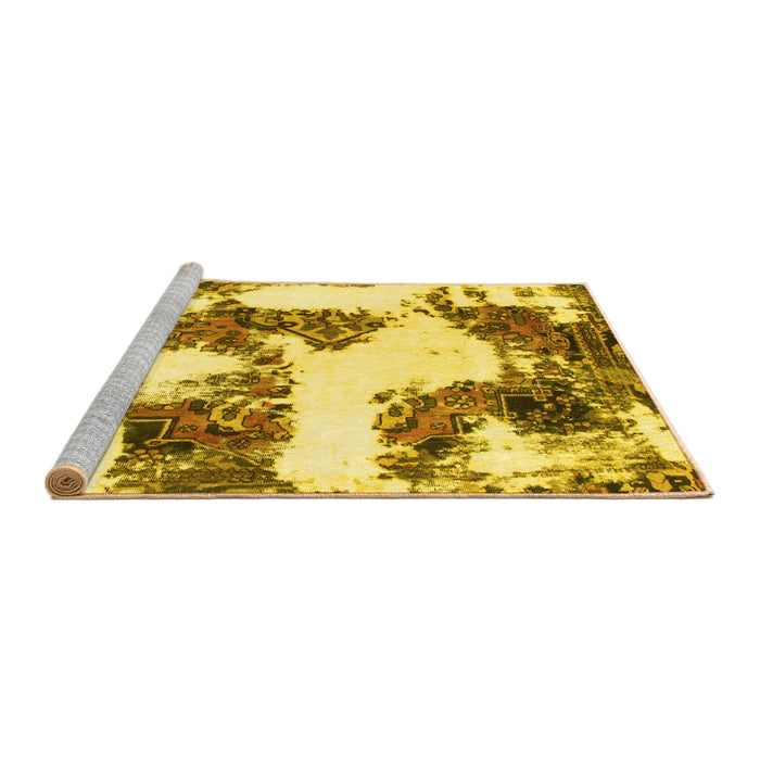 Sideview of Machine Washable Abstract Yellow Modern Rug, wshabs1169yw