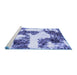 Sideview of Machine Washable Abstract Blue Modern Rug, wshabs1169blu