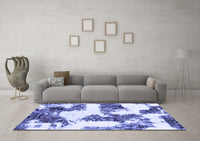 Machine Washable Abstract Blue Modern Rug, wshabs1169blu