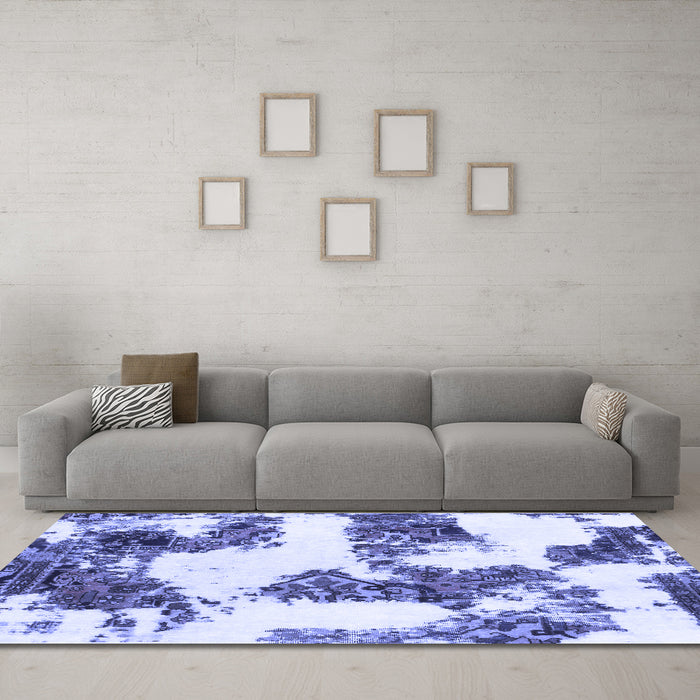 Machine Washable Abstract Blue Modern Rug in a Living Room, wshabs1169blu