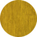 Round Machine Washable Abstract Yellow Modern Rug, wshabs116yw