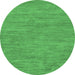 Round Machine Washable Abstract Emerald Green Modern Area Rugs, wshabs116emgrn