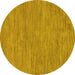 Round Abstract Yellow Modern Rug, abs116yw