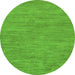 Round Machine Washable Abstract Green Modern Area Rugs, wshabs116grn