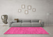 Machine Washable Abstract Pink Modern Rug in a Living Room, wshabs116pnk
