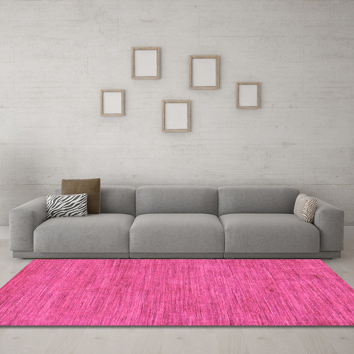 Machine Washable Abstract Pink Modern Rug in a Living Room, wshabs116pnk