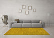 Machine Washable Abstract Yellow Modern Rug in a Living Room, wshabs116yw