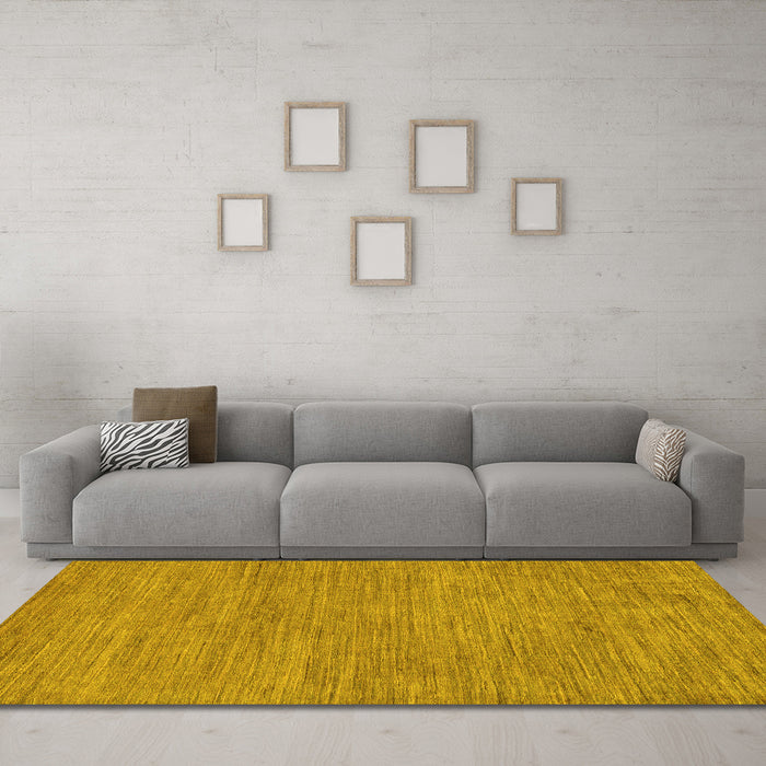 Machine Washable Abstract Yellow Modern Rug in a Living Room, wshabs116yw
