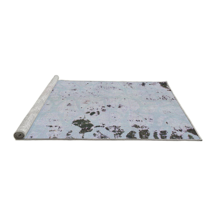 Sideview of Machine Washable Abstract Blue Gray Rug, wshabs1170