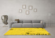 Machine Washable Abstract Yellow Modern Rug in a Living Room, wshabs1170yw