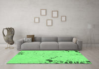 Machine Washable Abstract Emerald Green Modern Rug, wshabs1170emgrn