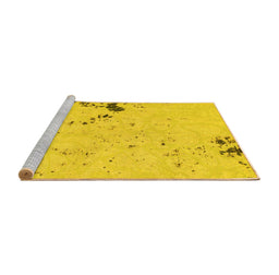 Sideview of Machine Washable Abstract Yellow Modern Rug, wshabs1170yw