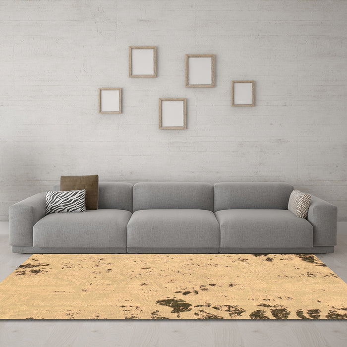 Machine Washable Abstract Brown Modern Rug in a Living Room,, wshabs1170brn