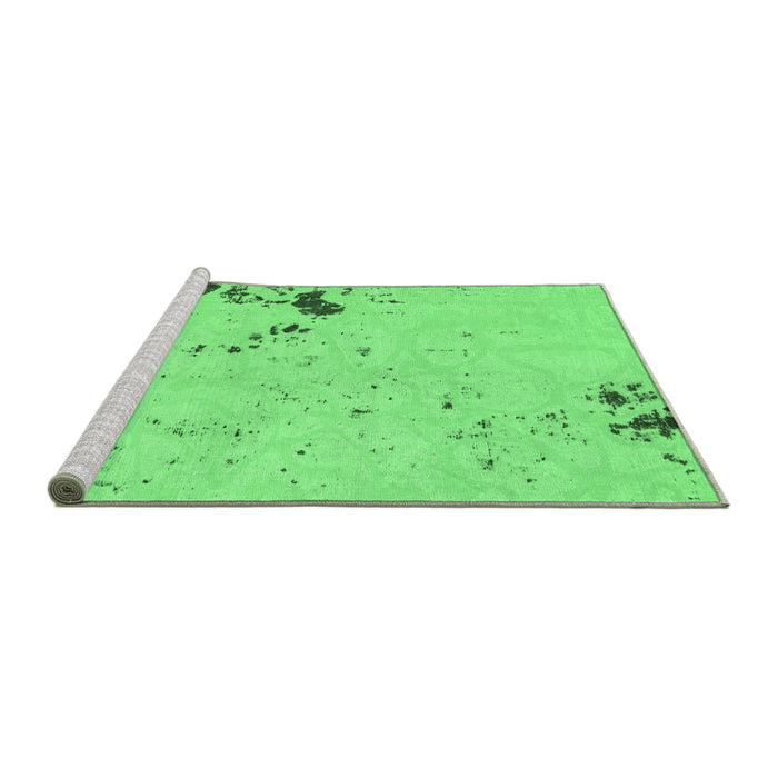Sideview of Machine Washable Abstract Emerald Green Modern Area Rugs, wshabs1170emgrn