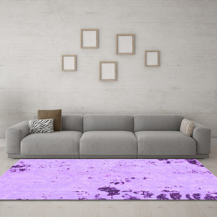 Machine Washable Abstract Purple Modern Area Rugs in a Living Room, wshabs1170pur
