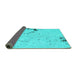 Sideview of Abstract Turquoise Modern Rug, abs1170turq