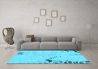 Machine Washable Abstract Light Blue Modern Rug, wshabs1170lblu