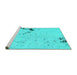 Sideview of Machine Washable Abstract Turquoise Modern Area Rugs, wshabs1170turq