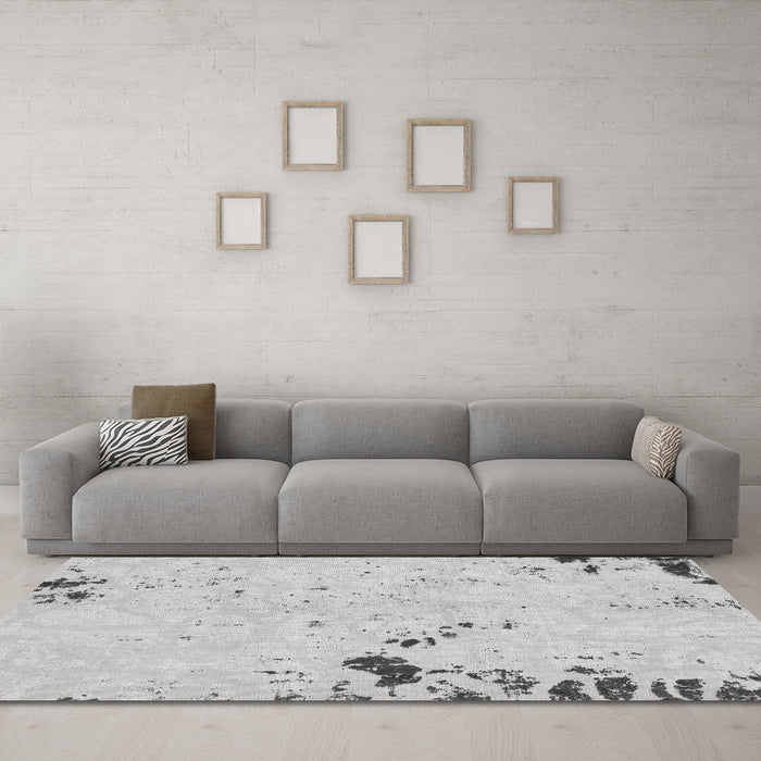 Machine Washable Abstract Gray Modern Rug in a Living Room,, wshabs1170gry