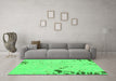 Machine Washable Abstract Green Modern Area Rugs in a Living Room,, wshabs1170grn