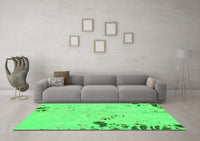 Machine Washable Abstract Green Modern Rug, wshabs1170grn