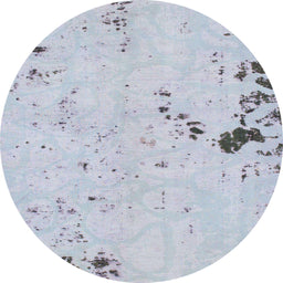 Round Machine Washable Abstract Blue Gray Rug, wshabs1170