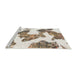 Sideview of Machine Washable Abstract White Chocolate Beige Rug, wshabs1171