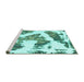 Sideview of Machine Washable Abstract Turquoise Modern Area Rugs, wshabs1171turq