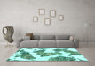 Machine Washable Abstract Turquoise Modern Area Rugs in a Living Room,, wshabs1171turq