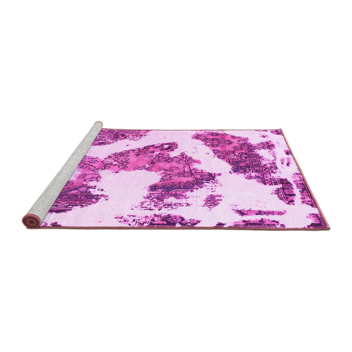 Sideview of Machine Washable Abstract Pink Modern Rug, wshabs1171pnk
