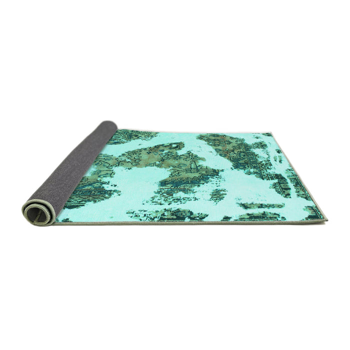Sideview of Abstract Turquoise Modern Rug, abs1171turq