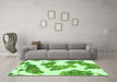 Machine Washable Abstract Green Modern Area Rugs in a Living Room,, wshabs1171grn