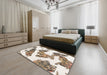Machine Washable Abstract White Chocolate Beige Rug in a Bedroom, wshabs1171