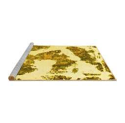 Sideview of Machine Washable Abstract Yellow Modern Rug, wshabs1171yw