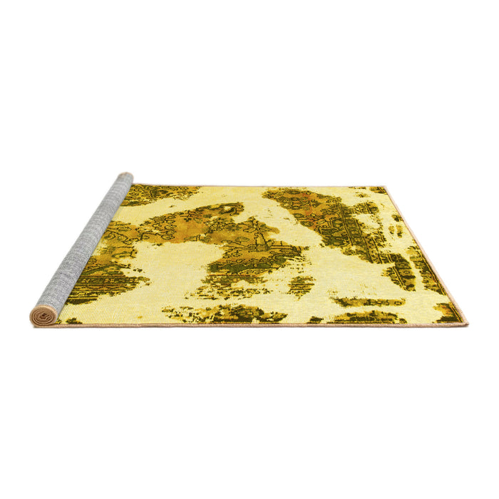 Sideview of Machine Washable Abstract Yellow Modern Rug, wshabs1171yw