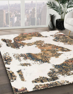 Machine Washable Abstract White Chocolate Beige Rug in a Family Room, wshabs1171