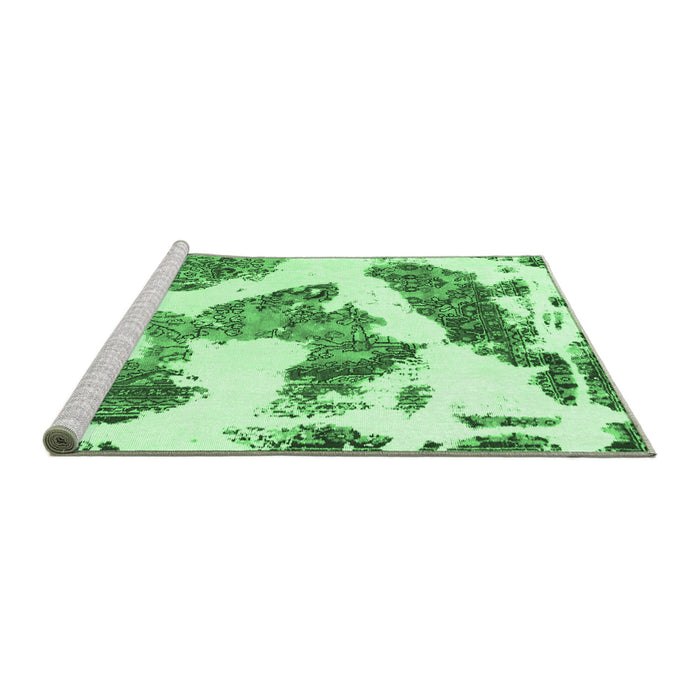 Sideview of Machine Washable Abstract Emerald Green Modern Area Rugs, wshabs1171emgrn