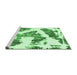 Sideview of Machine Washable Abstract Emerald Green Modern Area Rugs, wshabs1171emgrn