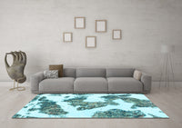 Machine Washable Abstract Light Blue Modern Rug, wshabs1171lblu