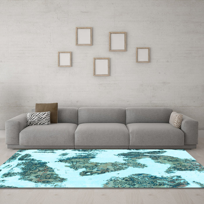 Machine Washable Abstract Light Blue Modern Rug in a Living Room, wshabs1171lblu