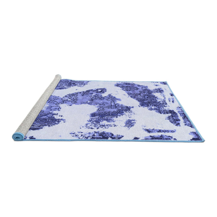 Sideview of Machine Washable Abstract Blue Modern Rug, wshabs1171blu