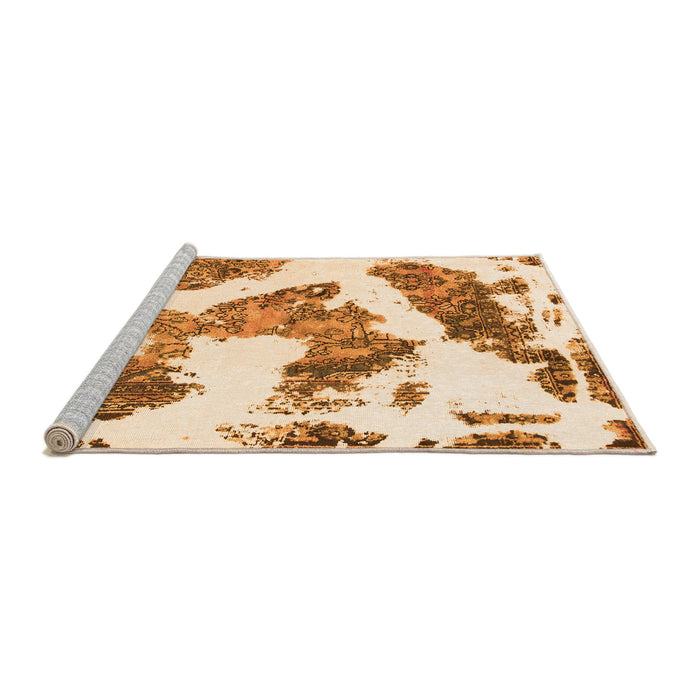 Sideview of Machine Washable Abstract Orange Modern Area Rugs, wshabs1171org